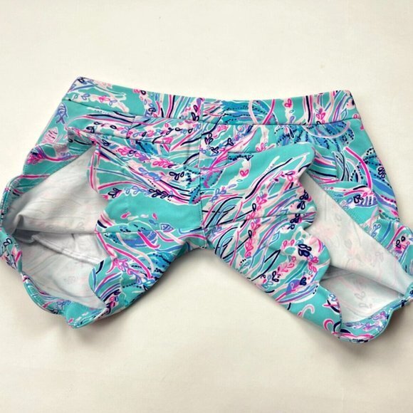 Lilly Pulitzer Buttercup Knit Shorts Women 0 EUC‎ Stretched Pockets Scalloped - Picture 5 of 13
